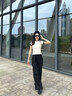 何佳功短袖t恤女設(shè)計感條紋小眾修身顯瘦圓領(lǐng)小甜風(fēng)2025夏季美式復(fù)古 杏色 M 【建議90-105斤】 曬單實拍圖