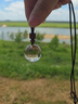 【粉海微光】粉水晶吊墜白紫粉水晶球吊墜項鏈情侶飾品禮物可diy 茶水晶球吊墜一個（2.2-2.7cm） 曬單實拍圖