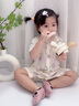 顆粒熊（KELIXIONG）嬰兒短袖連體衣寶寶莫代爾夏裝嬰幼兒薄款睡衣哈衣新生兒衣服夏季 丁香紫 90cm 曬單實(shí)拍圖
