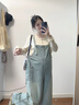 愛莉安娜孕婦裝2025秋季新款休閑外出針織打底上衣+韓版牛仔背帶 背帶褲 L 曬單實拍圖