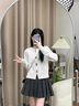 斐特瑪短款針織開(kāi)衫女春秋2025新款點(diǎn)點(diǎn)紗韓版圓領(lǐng)毛衣外套長(cháng)袖上衣 米白色 M 【適合95-115斤】 曬單實(shí)拍圖