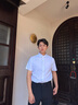 羅蒙（ROMON）純棉休閑褲男2025夏季薄款輕商務(wù)直筒寬松男士百搭純色長褲 曬單實拍圖
