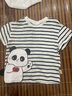 嘟嘟家嘟嘟家男童短袖夏季2024新款寶寶T恤夏裝女童上衣半袖兒童衣服潮 黑白條 90 cm 曬單實(shí)拍圖