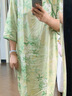 莫代爾新中式棉綢睡衣女夏中袖睡裙大碼人造棉綿綢薄款寬松家居服中長裙 裙-中式-青禾 均碼 (建議115-180斤) 曬單實(shí)拍圖