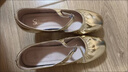 漢宮主新款女真皮新疆舞鞋維吾爾民族跳舞鞋配紗裙跟鞋金色銀色舞臺鞋子 金色5cm 35 曬單實(shí)拍圖