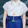 羅蒙兒童新中式項(xiàng)鏈古風(fēng)瓔珞流蘇背云女童馬面裙配飾漢服國風(fēng)裝飾淺綠 曬單實(shí)拍圖