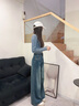 美麗衣櫥（BEAUTIFUL WARDROBE）美式復古闊腿牛仔褲女2025秋季新款寬松顯瘦松弛感拖地微喇直筒褲 曬單實(shí)拍圖
