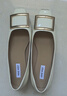 NINE WEST/玖熙高跟鞋粗跟新款真皮通勤方頭金屬扣女士單鞋七夕禮物 米白 36 曬單實(shí)拍圖