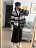 蝶嬌諾（DIEJIAONUO）小香風連衣裙子秋季女裝鹽系穿搭女套裝純欲風御姐氣質(zhì)女神范顯瘦 外套+黑色長袖內(nèi)搭+皮裙+腰帶 S 曬單實拍圖