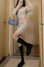 卡帝樂(lè)鱷魚（CARTELO）真皮不過(guò)膝高跟長(zhǎng)靴女2025秋季新款小個(gè)子高筒靴顯瘦V口騎士靴. 黑色 37 曬單實(shí)拍圖