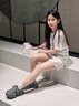 CAMILA KSENIA爆款老爹鞋女2025新款顯高夏季防滑耐磨厚底運動復古休閑鞋 灰色 38 曬單實拍圖