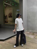 趣米樂cleanfit垂感微喇西褲男夏季薄款美式休閑褲高街潮流痞帥vibe褲子 黑色 XL 曬單實拍圖