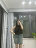 FOX.G無袖上衣掛脖吊帶背心女夏季女裝打底內(nèi)搭外穿海邊純欲寬松遮肚子 無袖掛脖露肩上衣黑色 均碼 【建議120斤以內(nèi)】 曬單實(shí)拍圖
