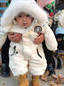 G.DUCKKIDS小黃鴨兒童連體衣服冬季男女童滑雪服嬰兒哈衣外出抱衣棉服加厚保 白色 90cm 100碼(建議身高) 曬單實(shí)拍圖