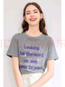百圖betu女裝春夏新款T恤字母印花短袖減齡圓領(lǐng)T恤女2403T29 灰色 L 曬單實拍圖