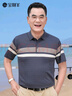 寶財(cái)羊爸爸夏裝冰絲短袖t恤男條紋polo衫半袖中老年人上衣服父親節(jié)禮物 曬單實(shí)拍圖