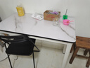 木如金鑲餐桌椅組合現代簡(jiǎn)約小戶(hù)型4人6人鋼化玻璃吃飯家用快餐飯店出租房 白腿+黑面+白玻單桌 100cm *寬50cm*高75cm 曬單實(shí)拍圖