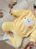 七樂(lè )豆嬰兒秋冬款睡衣加絨加厚女寶寶冬季珊瑚絨內衣套裝家居服保暖衣服 奶黃 73 cm 曬單實(shí)拍圖