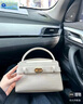 CHARLES&KEITH鱷魚紋凱莉包手提斜挎婚包包女包生日禮物CK2-50270880-1 Ivory象牙色 S 曬單實(shí)拍圖