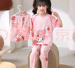 女童睡衣夏季純棉兒童短袖家居服夏天小孩空調(diào)服薄款大童三件套裝 三件套QD22792 14碼建議身高123-133CM體重55斤 曬單實拍圖