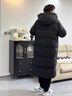 鴨鴨王一博明星同款冰殼長款羽絨服男女過膝冬季極寒零下加厚保暖外套 青光黑色 2XL (185)（建議176斤-195斤） 曬單實拍圖