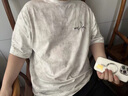 棉致美式扎染純棉短袖T恤男夏季新款潮牌休閑寬松半袖高街打底衫體恤 白色(ZZ03黑字) L 【115-130斤】 曬單實(shí)拍圖