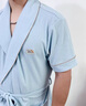 FENTENGG輕奢品牌男士睡袍夏季純棉浴袍新款短袖夏款大碼睡衣男款 【湖藍】翻領(lǐng) 3XL 曬單實拍圖