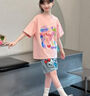 G.DUCKKIDS2025新款夏季甜美卡通印花女童粉色短袖牛仔短褲時(shí)尚套裝 粉色短袖 120 cm 曬單實(shí)拍圖