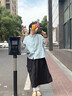 衣典零一（LEDIALYI）天絲亞麻短袖襯衫女夏季薄款2025新款休閑洋氣高級感媽媽小衫上衣 藍色 M （建議95-115斤） 曬單實拍圖