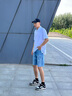 TOMMY JEANS【復古寬松】25夏季男裝美式潮流徽章破洞毛邊牛仔短褲20957 牛仔藍1AB 32 曬單實拍圖