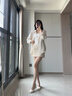 EXULL依思Q瑪麗珍女鞋2025夏季新款方頭高跟鞋休閑百搭法式復(fù)古時尚小皮鞋女 米色 37 曬單實(shí)拍圖