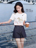 香影白色正肩短袖t恤女2025夏季新款卡通刺繡小個(gè)子休閑小狗上衣 白色 L 165/88A/110-125斤 曬單實(shí)拍圖