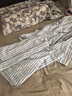 無印良品（MUJI）男式 涼感雙層紗織短袖睡衣套裝 男士家居服 灰色豎條紋  M  曬單實拍圖