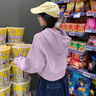 班尼路衛(wèi)衣女裝連帽重磅長袖潮流短款上衣服小個子女生顯瘦時尚秋冬新款 灰綠#竹葉熊貓K 【綿柔親膚】 M 曬單實拍圖
