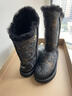 AU&MU澳洲雪地靴女士冬季新款涂鴉羊皮毛一體保暖高筒女靴防滑長(cháng)筒棉鞋 黑色 【加厚羊毛防寒】2275 35 曬單實(shí)拍圖
