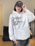 LDBE潮牌字母印花連帽衛(wèi)衣女秋冬2025新款爆款寬松美式復(fù)古上衣外套潮 白灰色 M 【80-100斤】 曬單實(shí)拍圖