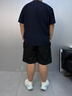 胖哥哥夏季大碼運動短褲薄款胖子褲子寬松直筒加肥加大五分褲短褲 黑色 4XL （220-250斤） 曬單實拍圖