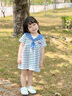 歐姆熊女童連衣裙夏季2025新款洋氣時髦寶寶兒童夏裝休閑衣服小公主裙子 海軍藍(lán) 90 CM 曬單實拍圖
