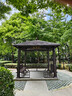 幽之藤家具（YOUZHITENG）鋁合金四角亭子別墅新中式戶外水榭小院花園公園庭院室外涼亭定制 3.4米四角亭斜形靠背座椅咖啡色 曬單實(shí)拍圖