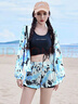 瀾濤  游泳衣女士高級(jí)2025新款三件套連帽遮肚顯瘦運(yùn)動(dòng)泡溫泉大碼泳衣 水墨藍(lán) L （100-118斤） 曬單實(shí)拍圖