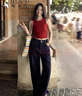 啄木鳥彈力修身短款針織吊帶背心女夏季外穿收腰露臍無(wú)袖上衣 紅色 XL 曬單實(shí)拍圖