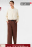 無印良品（MUJI）女式 絲光斜紋 寬版褲 褲子女款春秋款休閑褲 BEZ02C4A 棕色 S (155/62A) 曬單實拍圖