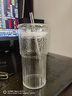 鉑吶苓玻璃杯玻璃吸管杯水杯家用杯子夏季飲料大容量吸管杯高硼硅玻璃杯 斜身豎紋吸管杯600ml 曬單實(shí)拍圖