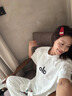 ALO YOGA夏季涼感純色字母LOGO短袖t恤女純棉半袖美式圓領(lǐng)打底衫 alo白色黃色logo S  85-105斤 曬單實(shí)拍圖