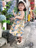 迪士尼女童吊帶連衣裙夏季2024新款兒童背心裙棉布洋氣寶寶碎花公主裙子 綠色 130 曬單實拍圖