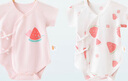 貝瑞加（Babyprints）新生兒包屁衣2件裝純棉嬰兒三角爬服夏季短袖連體衣A類內(nèi)衣 粉52 曬單實拍圖