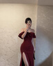 妙奕嘉法式連衣裙女夏季新款紅色成人禮服裙子女士純欲氣質(zhì)高級(jí)顯瘦長(zhǎng)裙 紅色一字肩荷葉邊氣質(zhì)包臀長(zhǎng)裙 L 【建議95-115斤】 曬單實(shí)拍圖