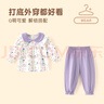 婧麒（JOYNCLEON）女童春裝套裝初春2025新款秋季翻領女寶寶洋氣時髦兩件套童裝 紫色花兔 80 cm 曬單實拍圖