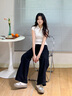 Calvin KleinJeans25春夏女士美式復(fù)古摩登潮流黑色微彈ck闊腿牛仔褲47B089G CLT-牛仔黑（R） 25 曬單實(shí)拍圖