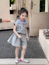 可英 GOWINBABY女童套裝兔子套裝半身裙2025夏季裙子兒童T恤女寶可愛(ài)公主裙 灰色 100 cm 曬單實(shí)拍圖